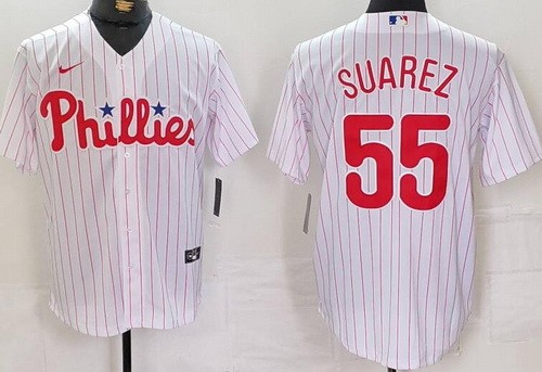 Men's Philadelphia Phillies #55 Ranger Suarez White Cool Base Jersey