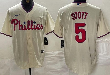 Men's Philadelphia Phillies #5 Bryson Stott Cream Cool Base Jersey