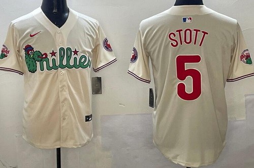 Men's Philadelphia Phillies #5 Bryson Stott Cream Fashion Cool Base Jersey