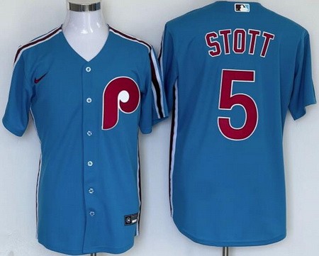 Men's Philadelphia Phillies #5 Bryson Stott Light Blue Cool Base Jersey