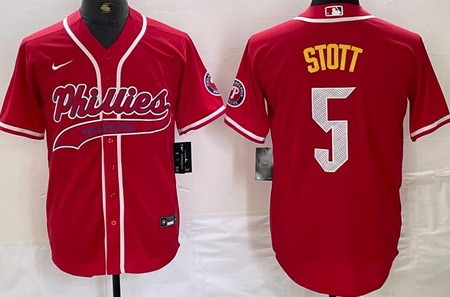 Men's Philadelphia Phillies #5 Bryson Stott Red City Fashion Cool Base Jersey