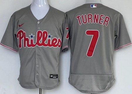 Men's Philadelphia Phillies #7 Trea Turner Gray Authentic Jersey