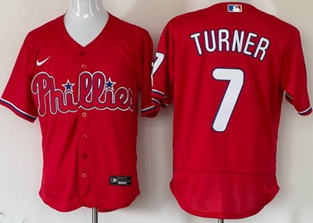 Men's Philadelphia Phillies #7 Trea Turner Red Authentic Jersey