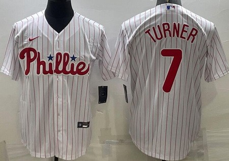 Men's Philadelphia Phillies #7 Trea Turner White Cool Base Jersey