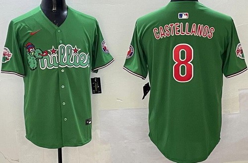 Men's Philadelphia Phillies #8 Nick Castellanos Green Fashion Cool Base Jersey