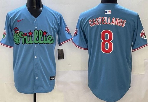 Men's Philadelphia Phillies #8 Nick Castellanos Light Blue Fashion Limited Jersey