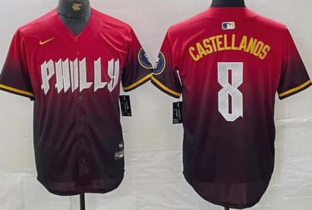Men's Philadelphia Phillies #8 Nick Castellanos Red 2024 City Cool Base Jersey