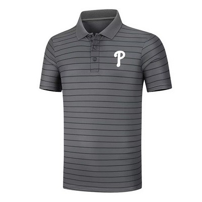 Men's Philadelphia Phillies Anthracite Collection Striped Performance Pique Polo