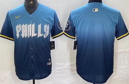 Men's Philadelphia Phillies Blank Blue 2024 City Cool Base Jersey