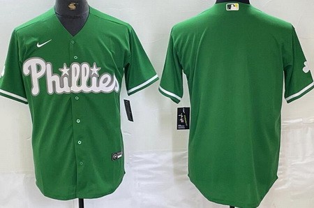 Men's Philadelphia Phillies Blank Kelly Green Cool Base Jersey