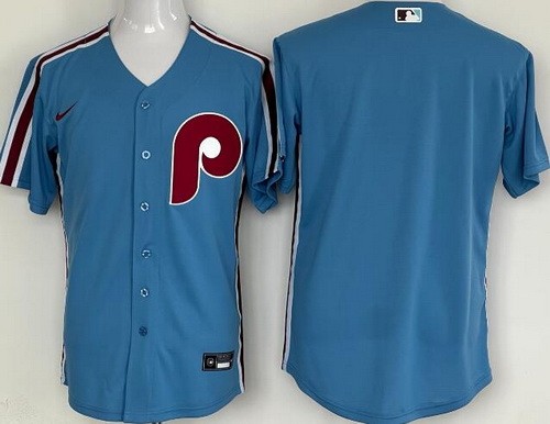 Men's Philadelphia Phillies Blank Light Blue Cool Base Jersey