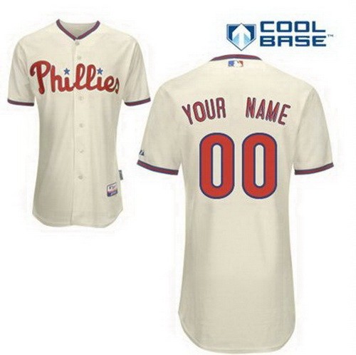 Men's Philadelphia Phillies Customized Cream Cool Base Jersey