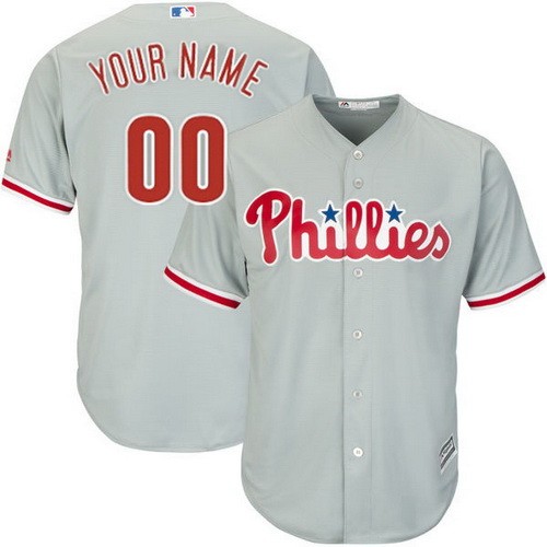 Men's Philadelphia Phillies Customized Gray Cool Base Jersey