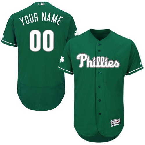 Men's Philadelphia Phillies Customized Green Celtic FlexBase Jersey
