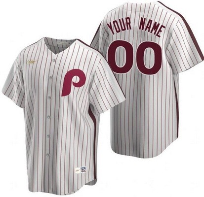 Men's Philadelphia Phillies Customized White Cooperstown Collection Cool Base Jersey