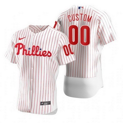 Men's Philadelphia Phillies Customized White Stripes 2020 FlexBase Jersey