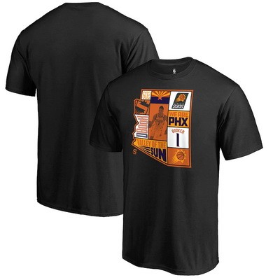 Men's Phoenix Suns #1 Devin Booker Black Player State T Shirt