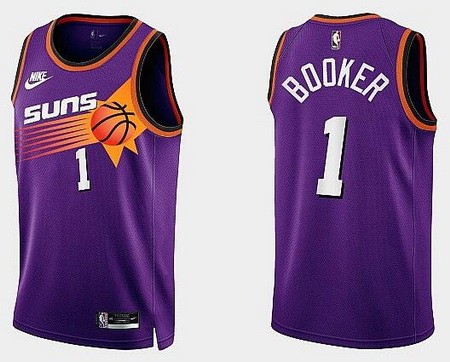 Men's Phoenix Suns #1 Devin Booker Purple 2022 Classic Icon Hot Press Jersey