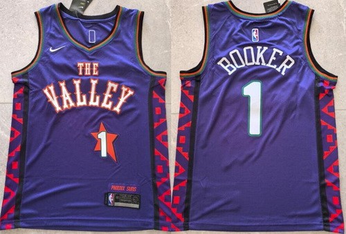 Men's Phoenix Suns #1 Devin Booker Purple 2024 City Swingman Jersey