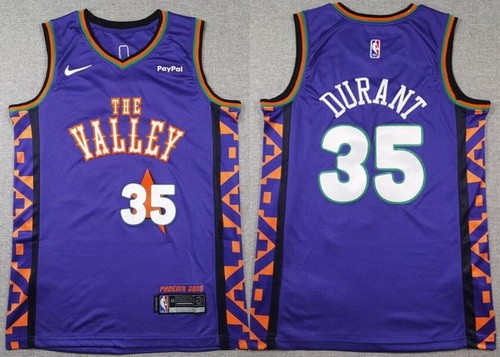 Men's Phoenix Suns #35 Kevin Durant Purple 2024 City Sponsor Swingman Jersey