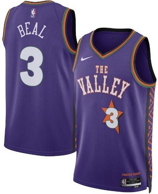 Men's Phoenix Suns #3 Bradley Beal Purple 2024 City Heat Press Jersey