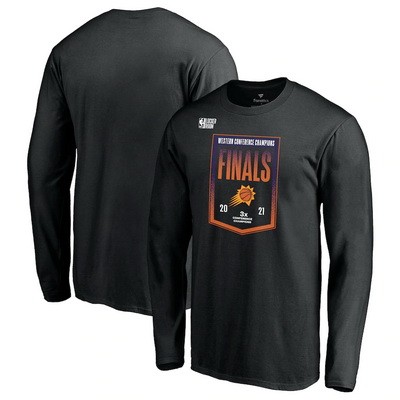Men's Phoenix Suns Black 2021 Western Conference Champions Locker Room Long Sleeve T Shirt