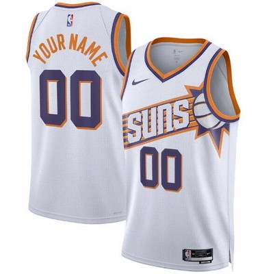 Men's Phoenix Suns Custom White 2023 Icon Heat Press Jersey