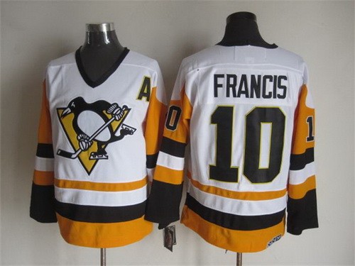 Men's Pittsburgh Penguins #10 Ron Francis White Throwback Jersey