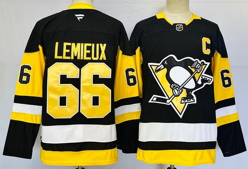 Men's Pittsburgh Penguins #66 Mario Lemieux Black Authentic Jersey