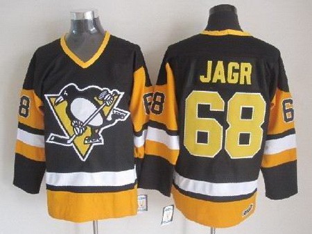 Men's Pittsburgh Penguins #68 Jaromir Jagr Black Throwback Jersey
