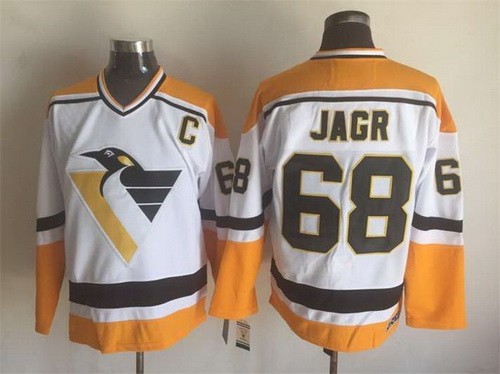 Men's Pittsburgh Penguins #68 Jaromir Jagr White 1992 Throwback Jersey
