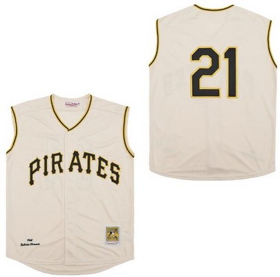 Men's Pittsburgh Pirates #21 Roberto Clemente Cream 1960 Throwback Jersey