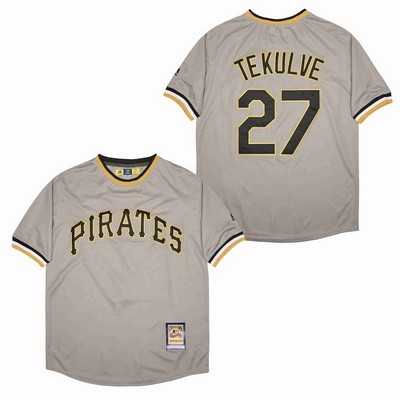 Men's Pittsburgh Pirates #27 Kent Tekulve Gray Cooperstown Throwback Cool Base Jersey