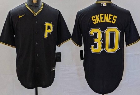 Men's Pittsburgh Pirates #30 Paul Skenes Black Cool Base Jersey