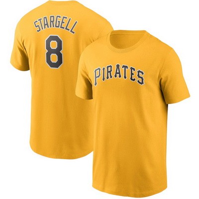 Men's Pittsburgh Pirates #8 Willie Stargell Yellow Printed T Shirt 112646