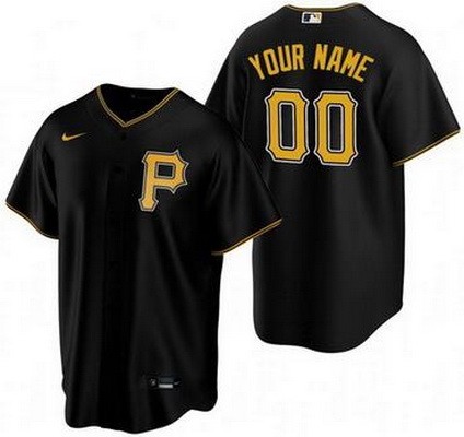 Men's Pittsburgh Pirates Customized Black Nike Cool Base Jersey