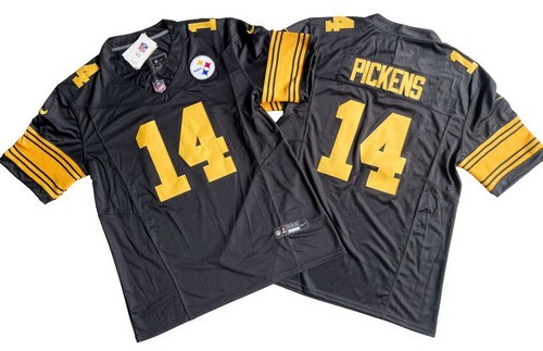 Men's Pittsburgh Steelers #14 George Pickens Limited Black Throwback FUSE Vapor Jersey