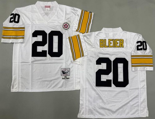 Men's Pittsburgh Steelers #20 Rocky Bleier White 1975 Throwback Jersey