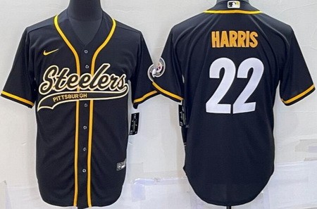 Men's Pittsburgh Steelers #22 Najee Harris Black Baseball Jersey