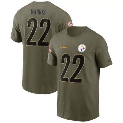 Men's Pittsburgh Steelers #22 Najee Harris Olive 2022 Salute To Service T Shirt