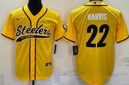 Men's Pittsburgh Steelers #22 Najee Harris Yellow Baseball Jersey