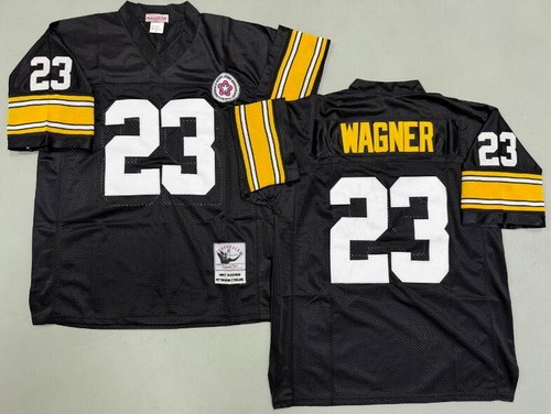 Men's Pittsburgh Steelers #23 Mike Wagner Black Throwback Jersey
