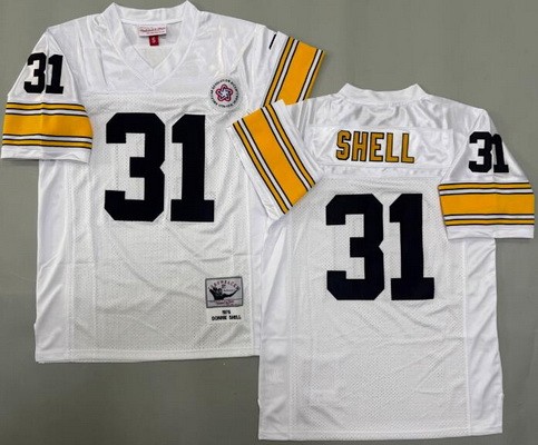 Men's Pittsburgh Steelers #31 Donnie Shell White 1975 Throwback Jersey