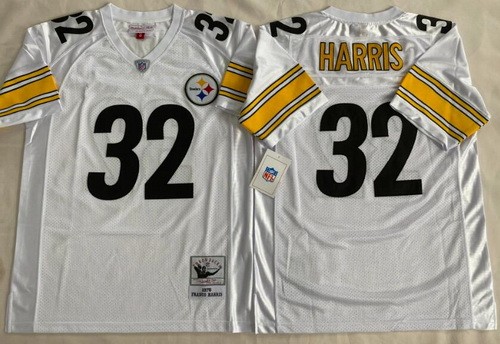 Men's Pittsburgh Steelers #32 Franco Harris White 1976 Throwback Jersey