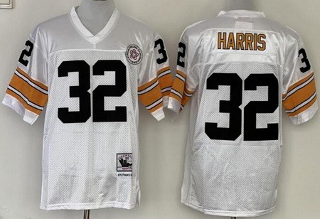 Men's Pittsburgh Steelers #32 Franco Harris White Throwback Jersey