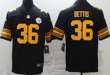Men's Pittsburgh Steelers #36 Jerome Bettis Limited Black Rush Color Jersey