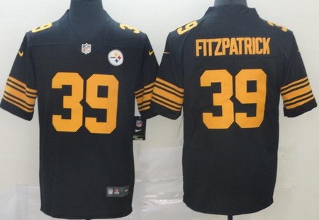 Men's Pittsburgh Steelers #39 Minkah Fitzpatrick Limited Black Rush Color Jersey