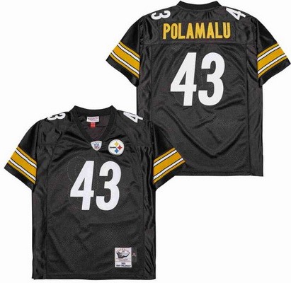 Men's Pittsburgh Steelers #43 Troy Polamalu Black 2005 Throwback Jersey