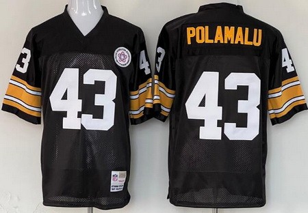 Men's Pittsburgh Steelers #43 Troy Polamalu Black Throwback Jersey