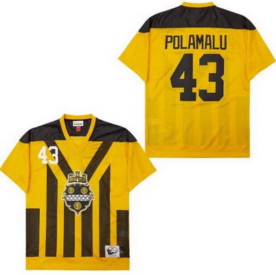 Men's Pittsburgh Steelers #43 Troy Polamalu Yellow Throwback Jersey
